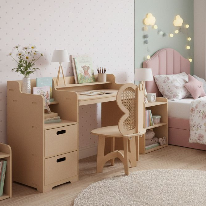 Escrivaninha Penteadeira Com Cadeirinha Borboleta Para Quarto Estudo Menina Mdf em Oferta na Shopee