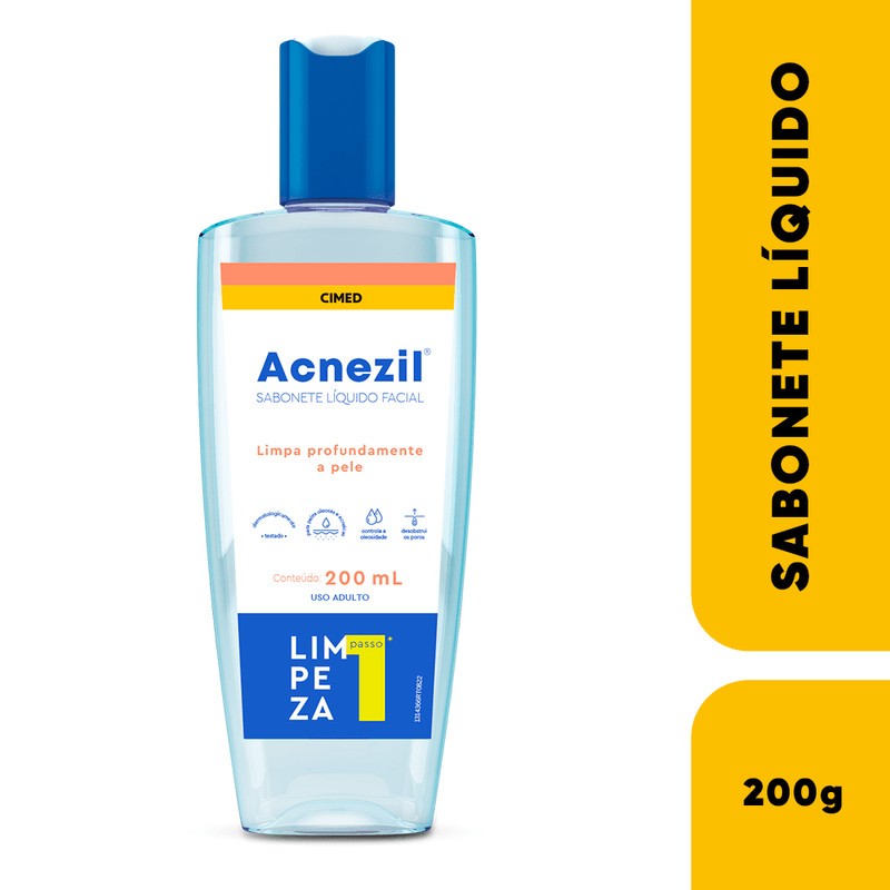 Acnezil Sabonete antisseptico Liquido Facial 200ml Sabonete Para Espinhas Todo Tipo De Pele