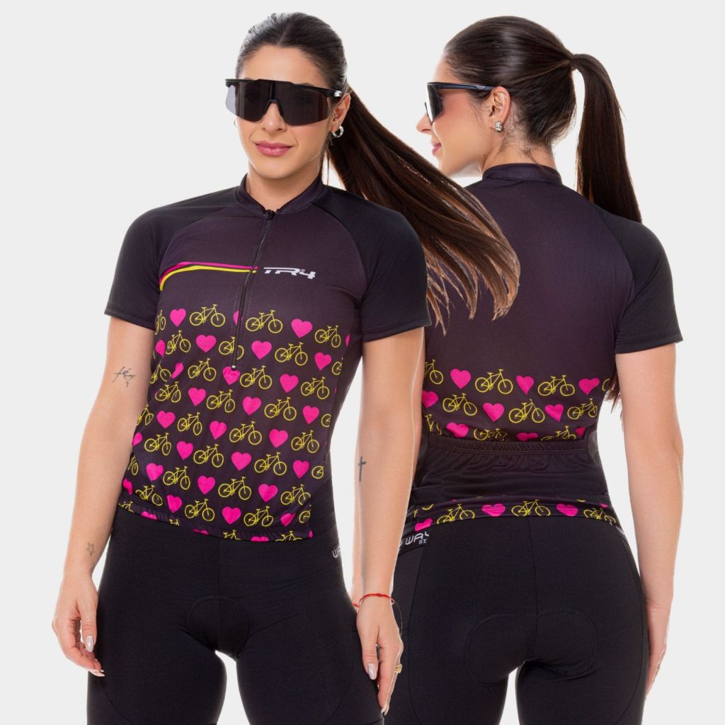 Camisa de Ciclismo Camiseta Manga Curta Feminina Bike Coração Roupa Ciclista Pedal Mtb