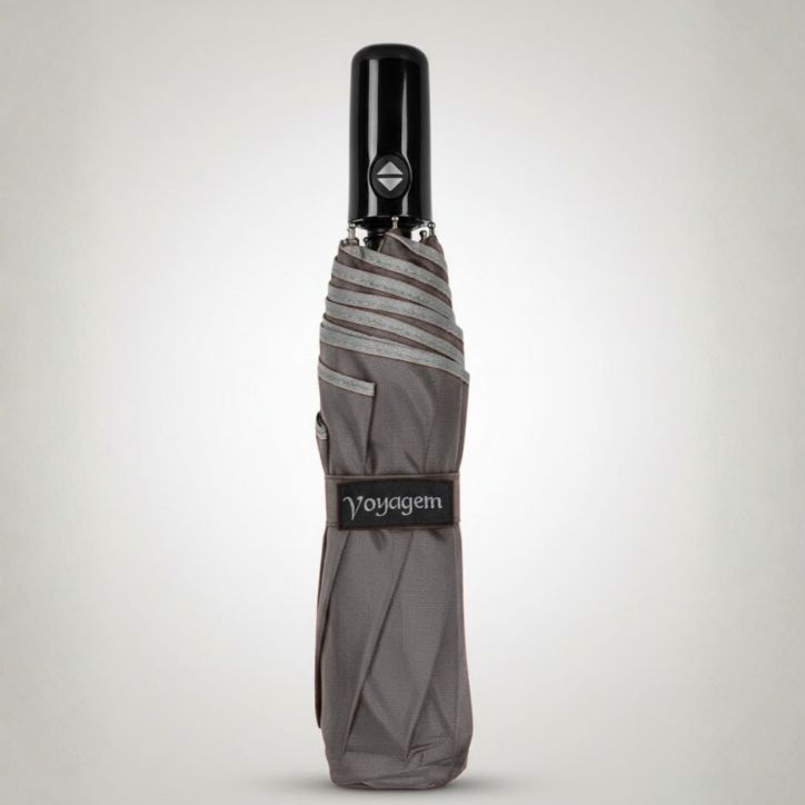 Guarda Chuva Voyagem Automático Botão Abre Fecha Resistente 8 Varetas Forte Contra Vento Liso Cinza em Oferta na Shopee