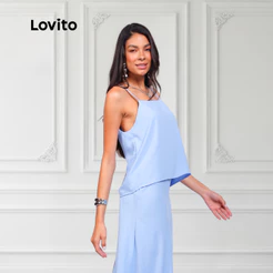 Lovito Blusa Elegante Detalhe Costas Feminina Alca Moda Elegante BRBLB515BRL545