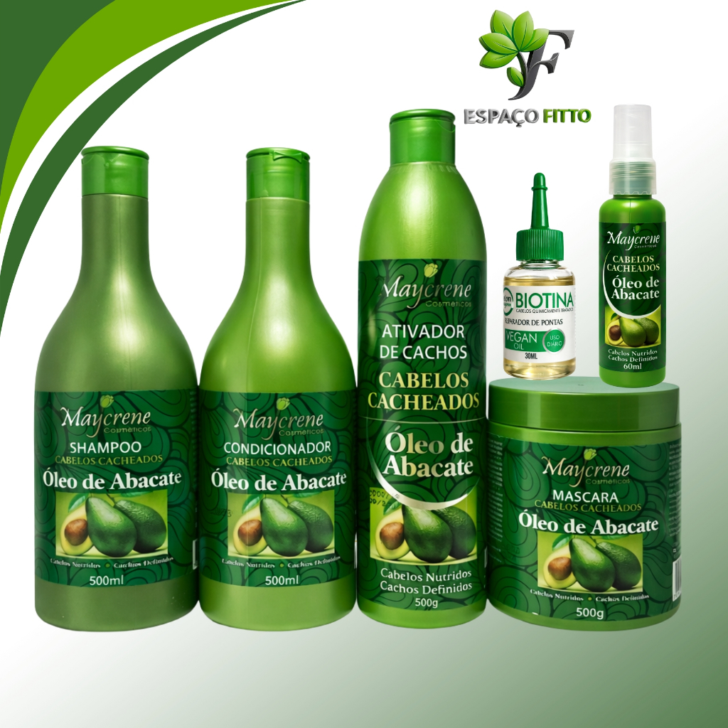 MONTE SEU KIT  ABACATE MAYCRENE- SHAMP+COND+MASC+OLEO REPARADOR+ATIVADOR DE CACHOS em Oferta na Shopee