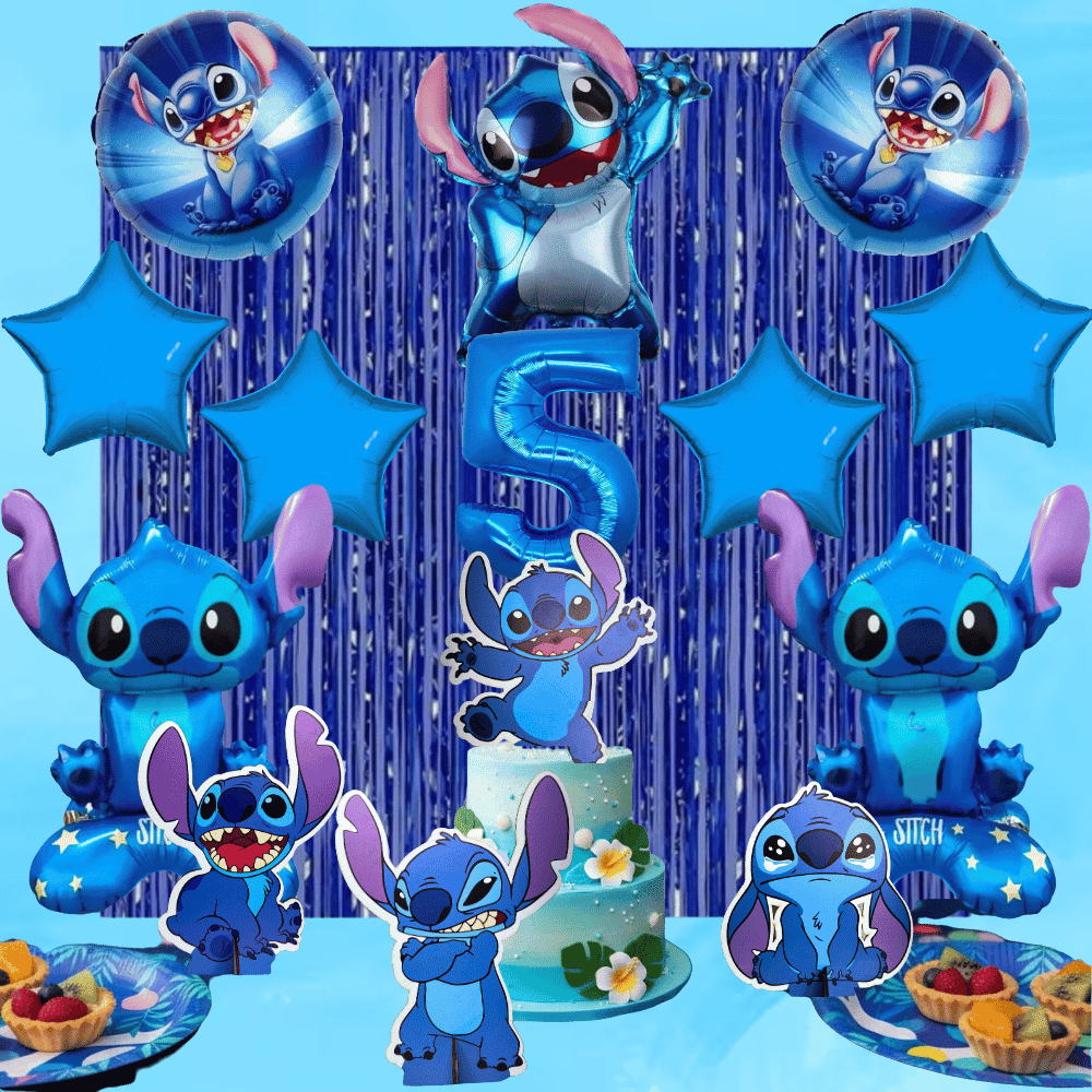 Kit Festa Completo Stitch com Displays de Mesa Decoração Aniversário Infantil Tema Stitch