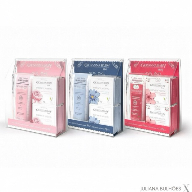 Kit Presente Giovanna Baby Loção Hidratante 50ml + 2 Sabonetes Veganos 90g - Cherry/Blue/Classic em Oferta na Shopee