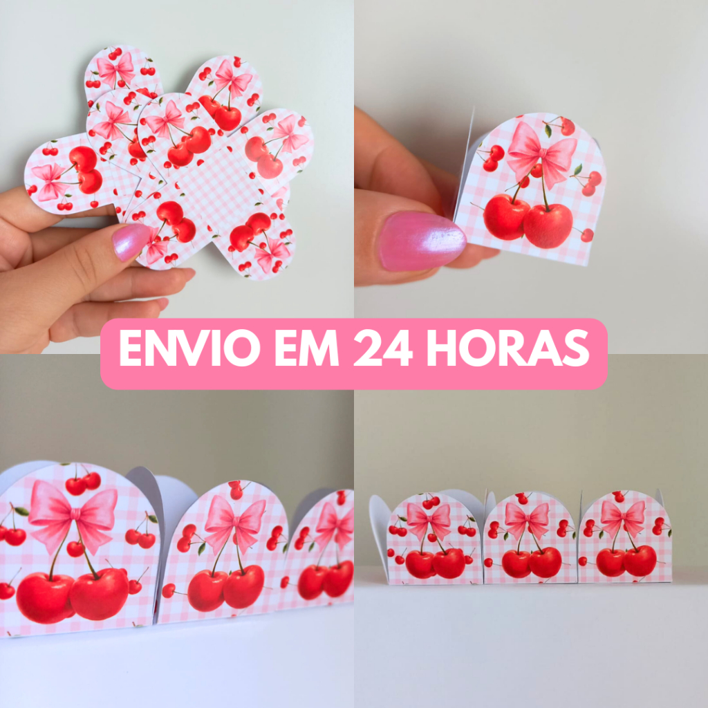 Forminha de Doces Cerejinha Cereja Menina Fofa Personalizada no Tema / Lembrancinha de Festa / Aniversário / Infantil