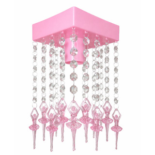 Lustre Luminária Pendente Cristal Acrílico Sala Quarto Infantil Menina Menino Rosa Bebê Bailarinas