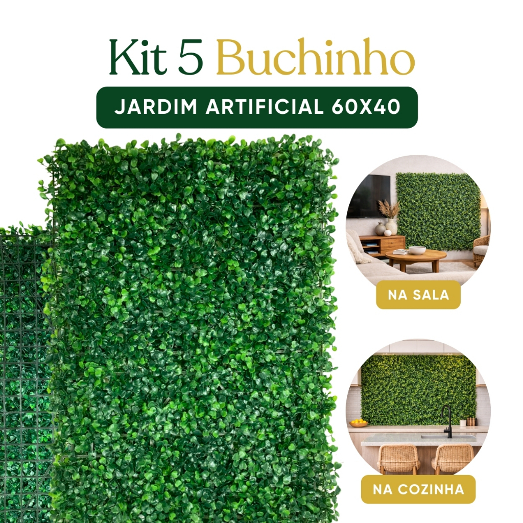 Jardim Vertical Buchinho 60x40 | 5 Placas | Custo-Benefício | Sem Sujeira