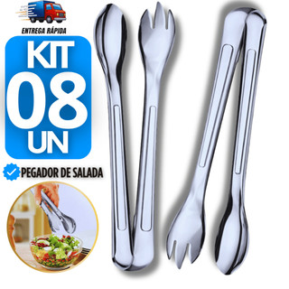 Jogo 8 Pegadores de Salada Inox  20 CM ideal para Servir Pegar Saladas Buffet Churrasco Pegadores restaurante adega