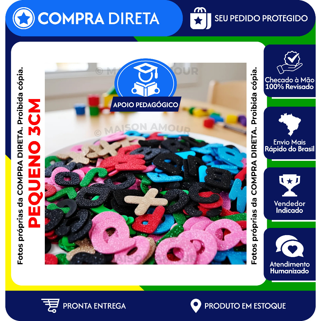 Alfabeto EVA Glitter 3cm Alfabeto Móvel Brinquedo Educativo Pedagógico Ref 105 - KIT 104 unidades em Oferta na Shopee