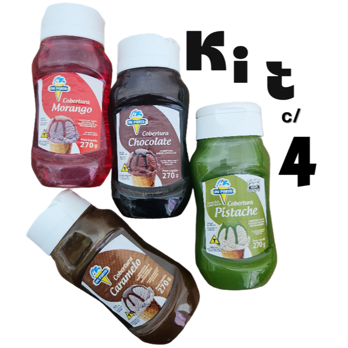KIT c/ 4 Calda Cobertura para Sorvete Açaí, Torta Du Porto 270g em Oferta na Shopee