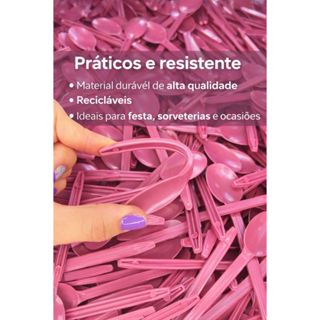 COLHER ROSA DE 50~500 UND(13,5 CM) PARA AÇAI, SORVETE E SOBREMESAS (REFORÇADA E INQUEBRÁVEL em Oferta na Shopee
