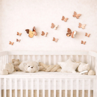 Kit com 12 Borboletas Acrílico Espelhado 3D - Tamanhos variados – Decoração Parede, Quarto e Bebê em Oferta na Shopee