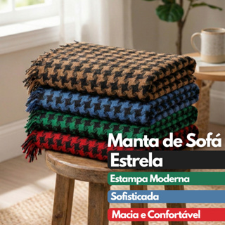 Manta para Sofá Grande Estrela 2,40 x 1,80m Trama Premium Algodão Peseira Cama King Versátil em Oferta na Shopee