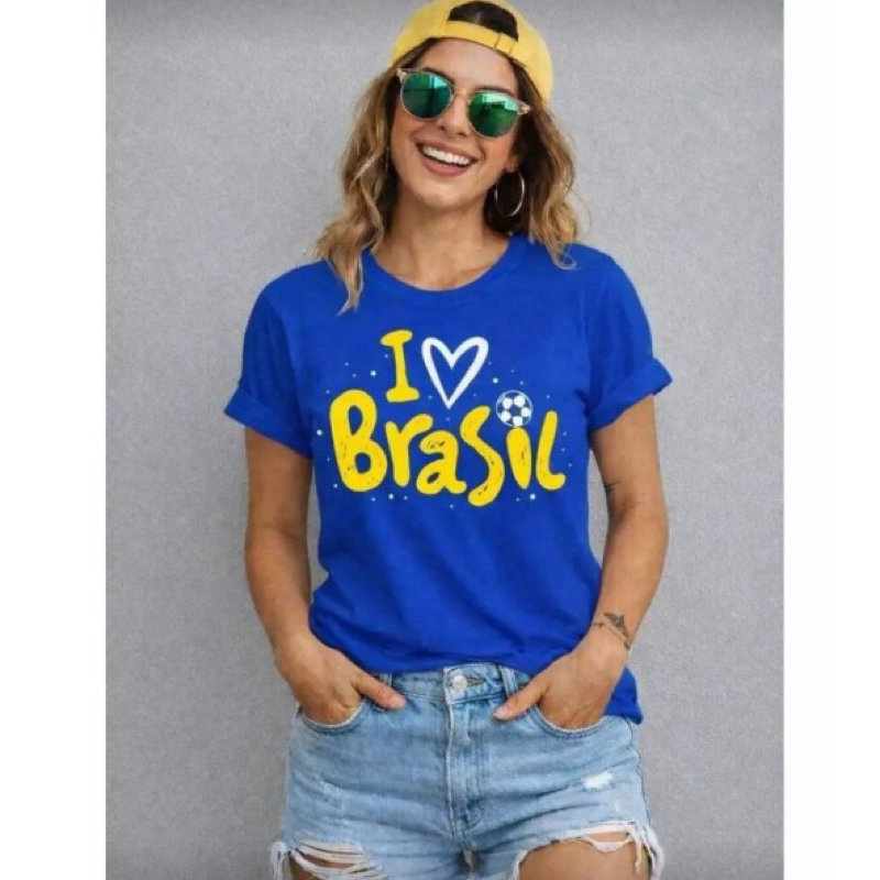 Camisas Copa do mundo  100% algodão unissex I love Brasil Variáveis