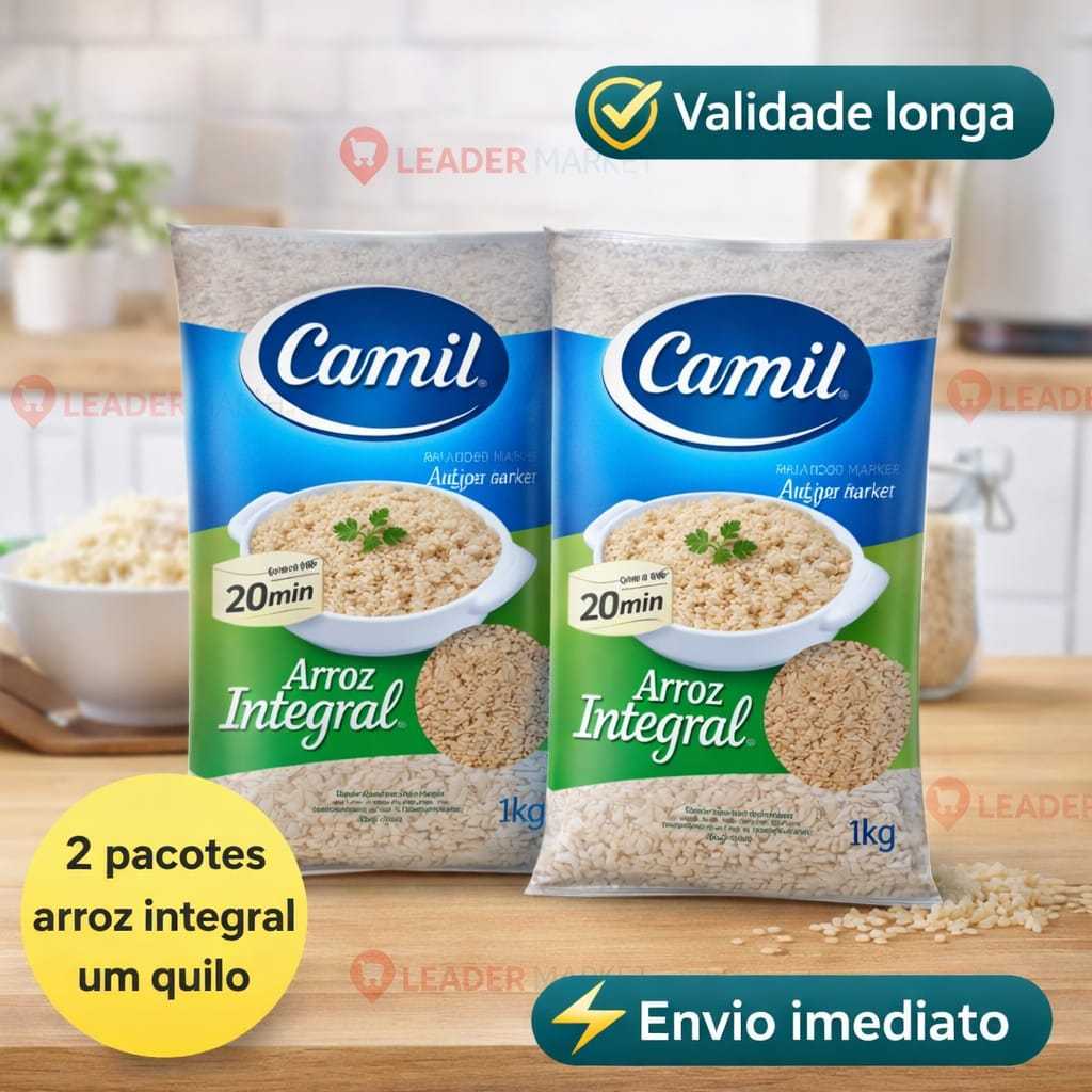 2 Pacotes Arroz Camil INTEGRAL 1KG cada Validade Longa Envio Imediato em Oferta na Shopee