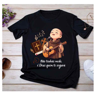 Camiseta adulta Frei Gilson católica rosário Jesus Critstão em Oferta na Shopee