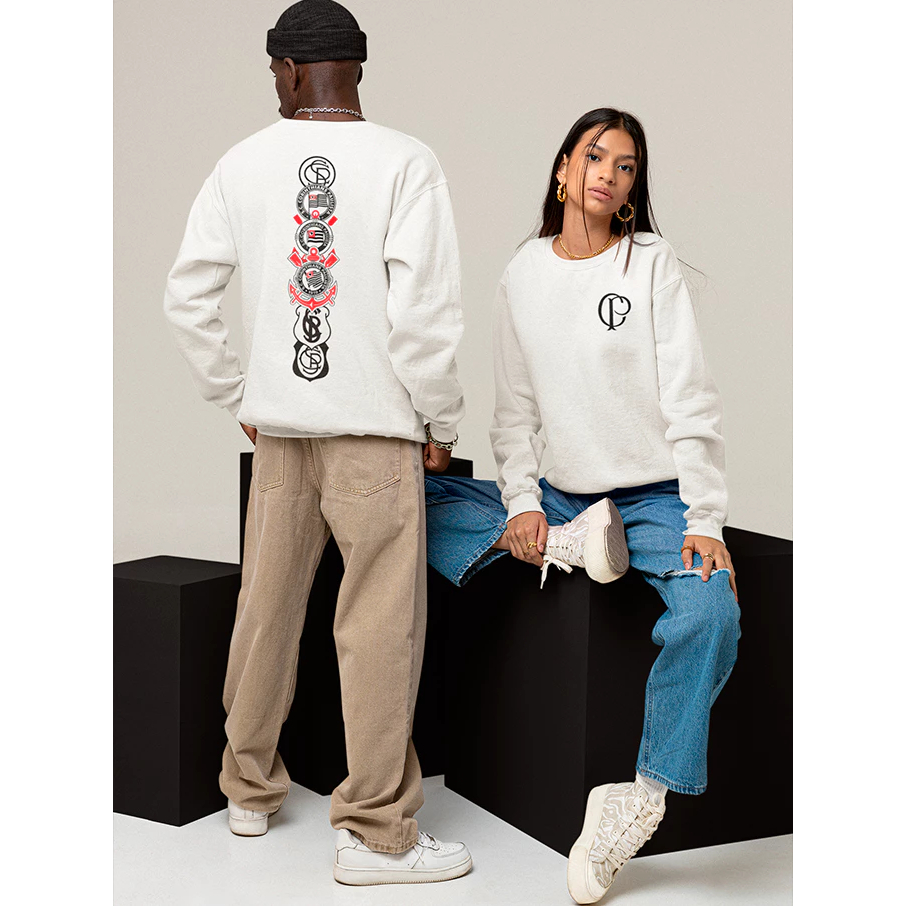 Blusa Moletom Gola Careta Timão Time do Povo  Timão Corinthians Bi Mundial Yuri