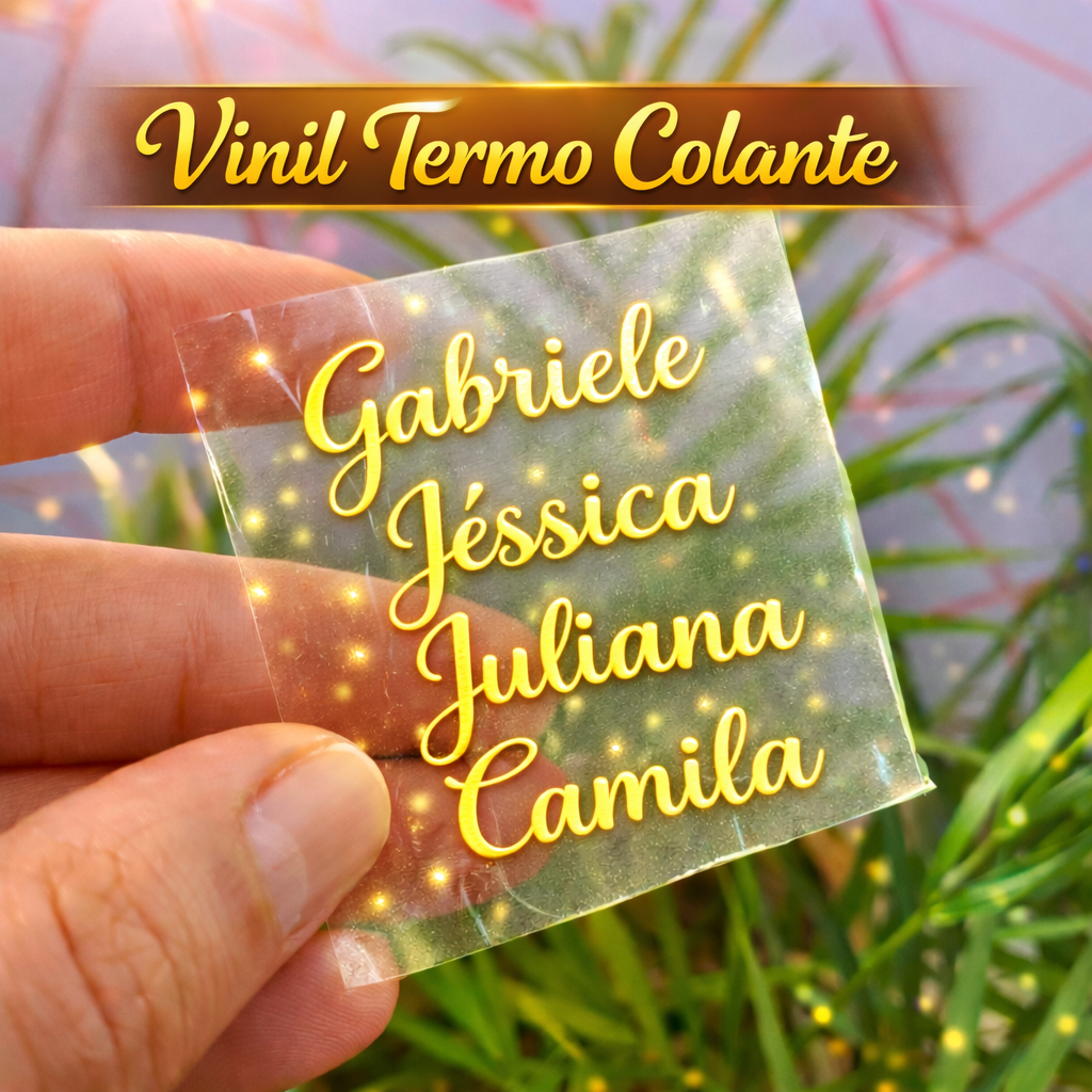 Nome em adesivo dourado personalizado - Vinil termocolante - Vinil termo colante para estampa