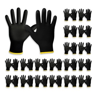 Luva PU Kit 24 pares Preta Luva Epi Segurança Multitato Mecânico Manutenção Serviços Gerais Antiestática em Oferta na Shopee
