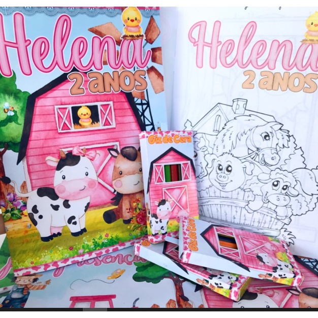 Kit Livrinho de Colorir Fazendinha Roça Lembrancinha Personalizado Scrap