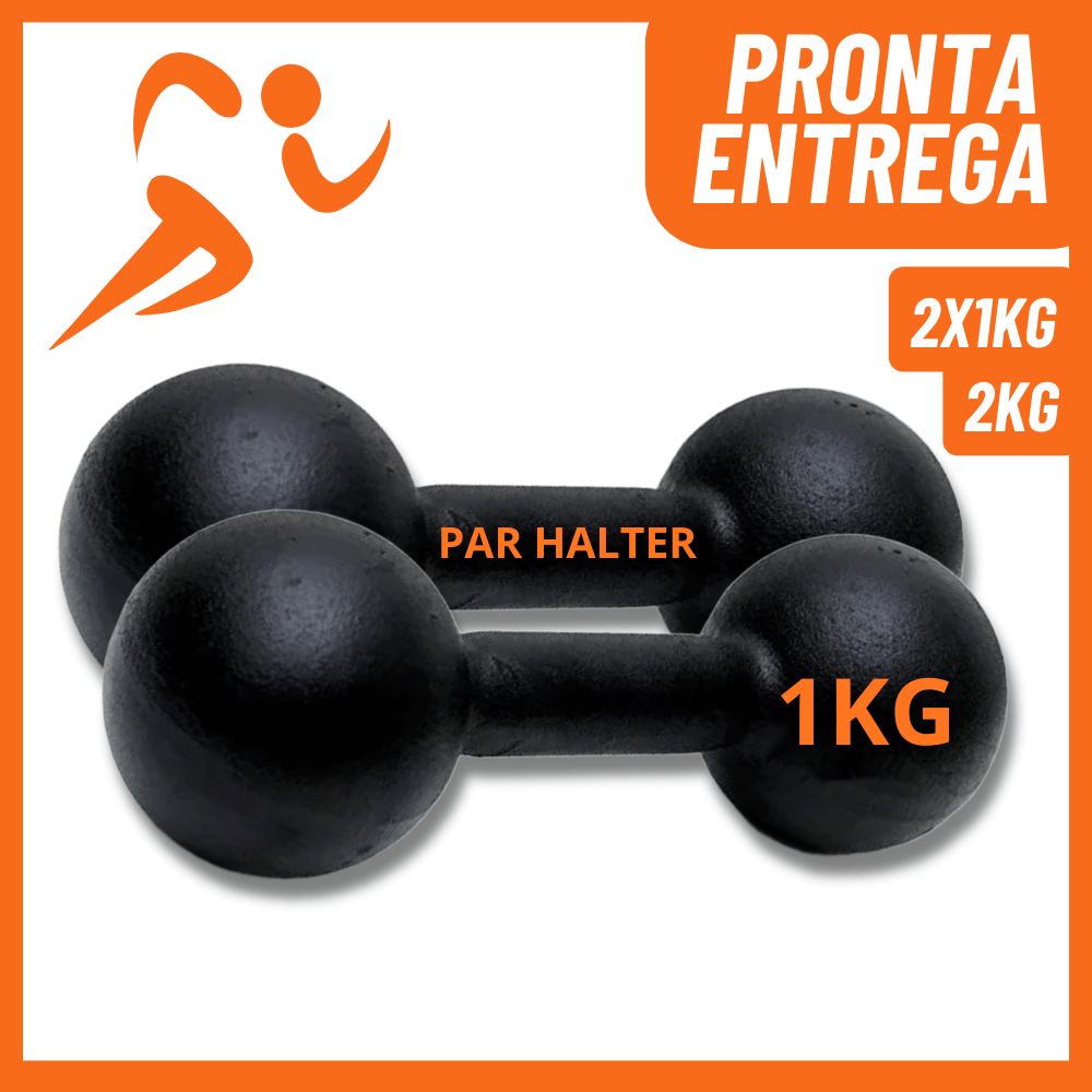 Halteres Bola 1KG Pintado (2 und.) – Ferro Fundido • Academia • Musculação • Fitness
