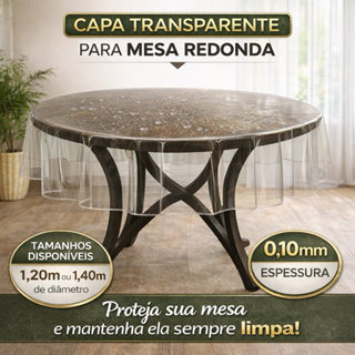 Toalha De Mesa Redonda Plástico Transparente 1,40m diamentro em Oferta na Shopee