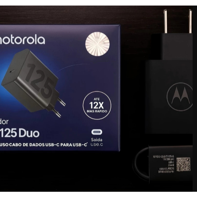 Carregador Turbo USB-C 125W - Carregamento Rápido e Design Compacto para Moto G