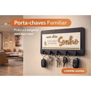 Porta Chaves 5 Ganchos Parede Decoração Moderna Madeira MDF - UM DIA TUDO AQUI JA FOI UM SONHO em Oferta na Shopee