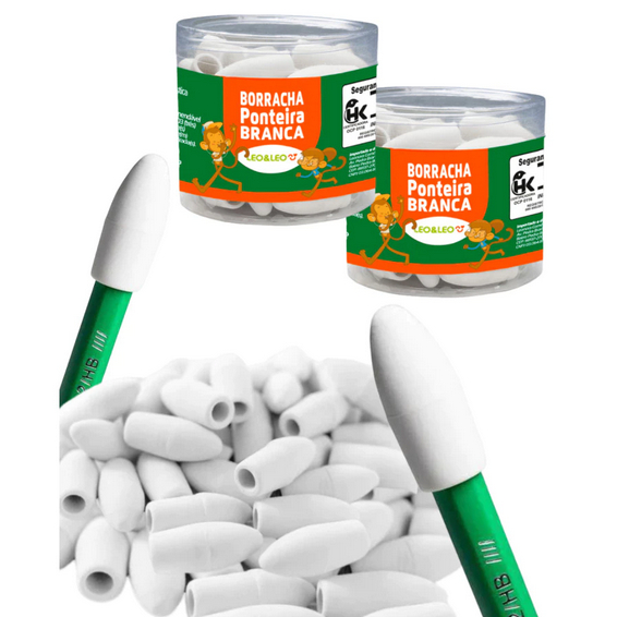 Borracha Escolar Leo Leo Para Lapis - Ponteira Branca 48 Unidades