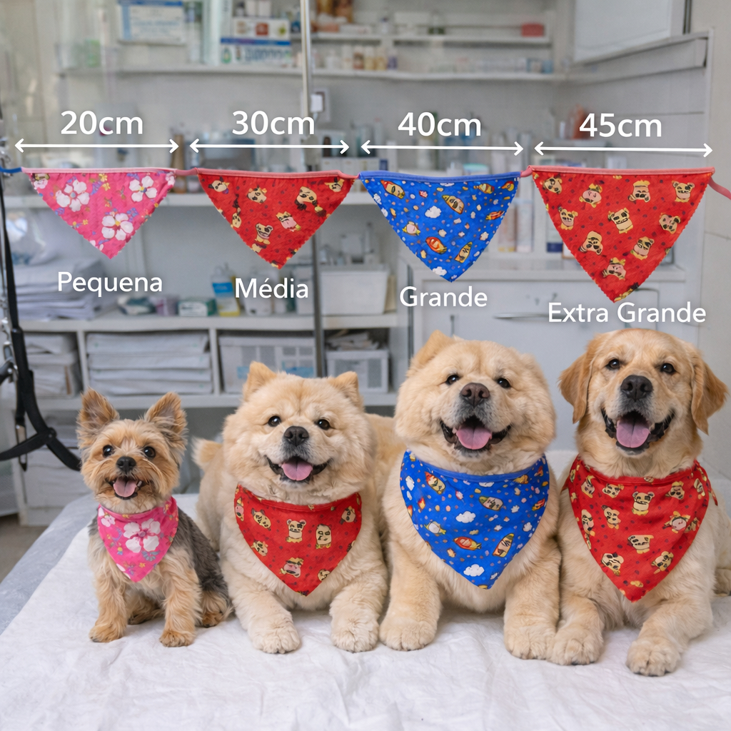 50 Bandanas PET ATACADO para Cães e Gatos Pet Shop Tecido TECTEL SUBLIMADO - Tamanho P, M, G E GG