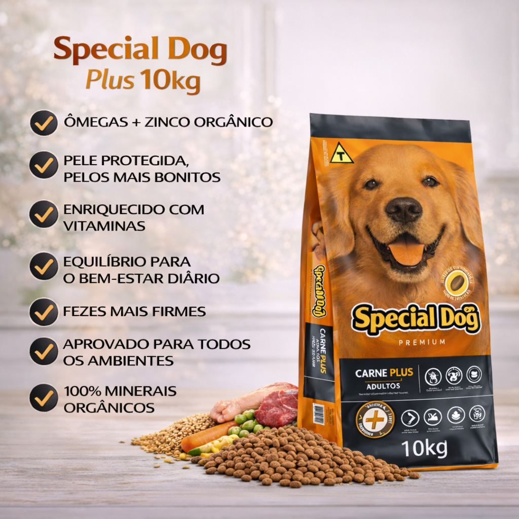 Ração Special Dog Premium Plus P/cães Adultosabor Carne 10kg em Oferta na Shopee