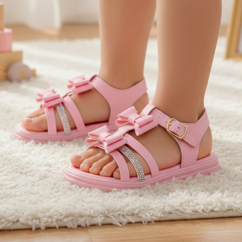 Sandália Infantil Fanclub Rosa Laço Strass Menina Confortável em Oferta na Shopee