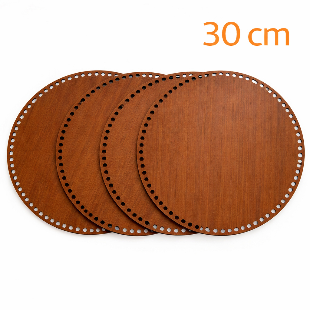 Kit 4 Base Redondo 30 cm MDF cor Mogno para Bandeja Cesto Crochê Fio de Malha em Oferta na Shopee