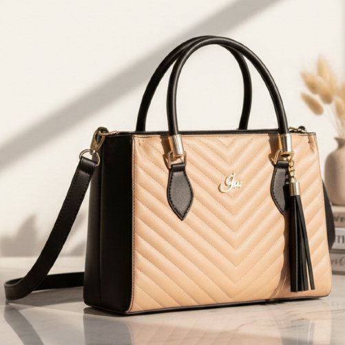Bolsa Feminina Duo Color com Alça de Mão e Transversal Immateriale Exclusiva Moderna