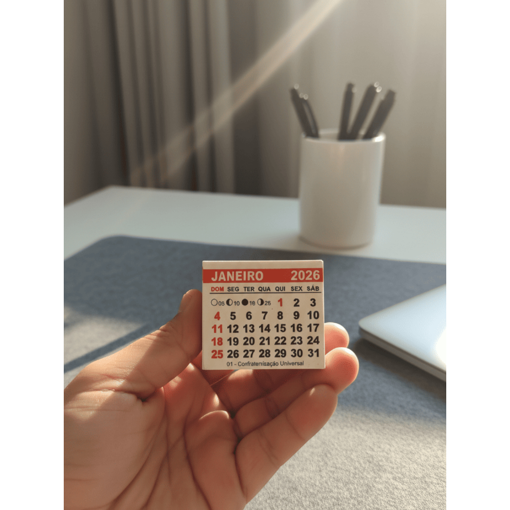 Mini Calendário 2026 - Bloco de Calendário - Bloquinhos De Calendário Para Imã De Geladeira 4,5x5 Destacado e a Pronto