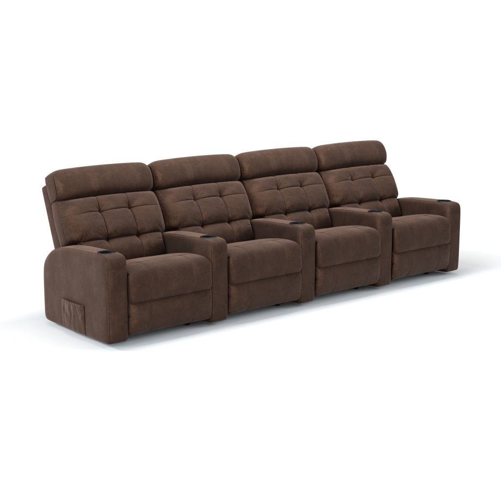 Sofá 4 Lugares Reclinável Elétrico com Massageador Linha Cinema em Tecido Suede com Braço
