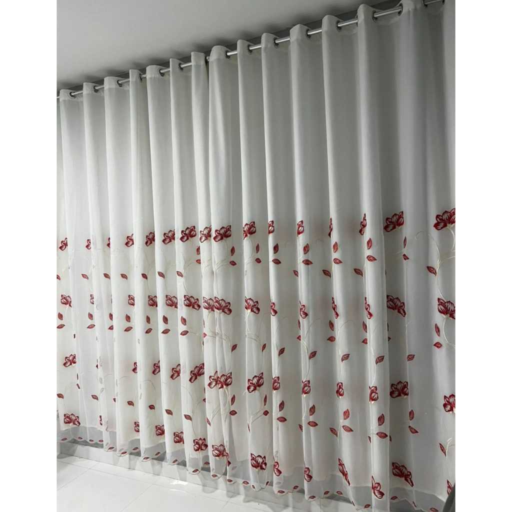 Cortina Voil Bordada 3,00 × 2,60 Com Forro de Microfibra Alta Qualidade em Oferta na Shopee