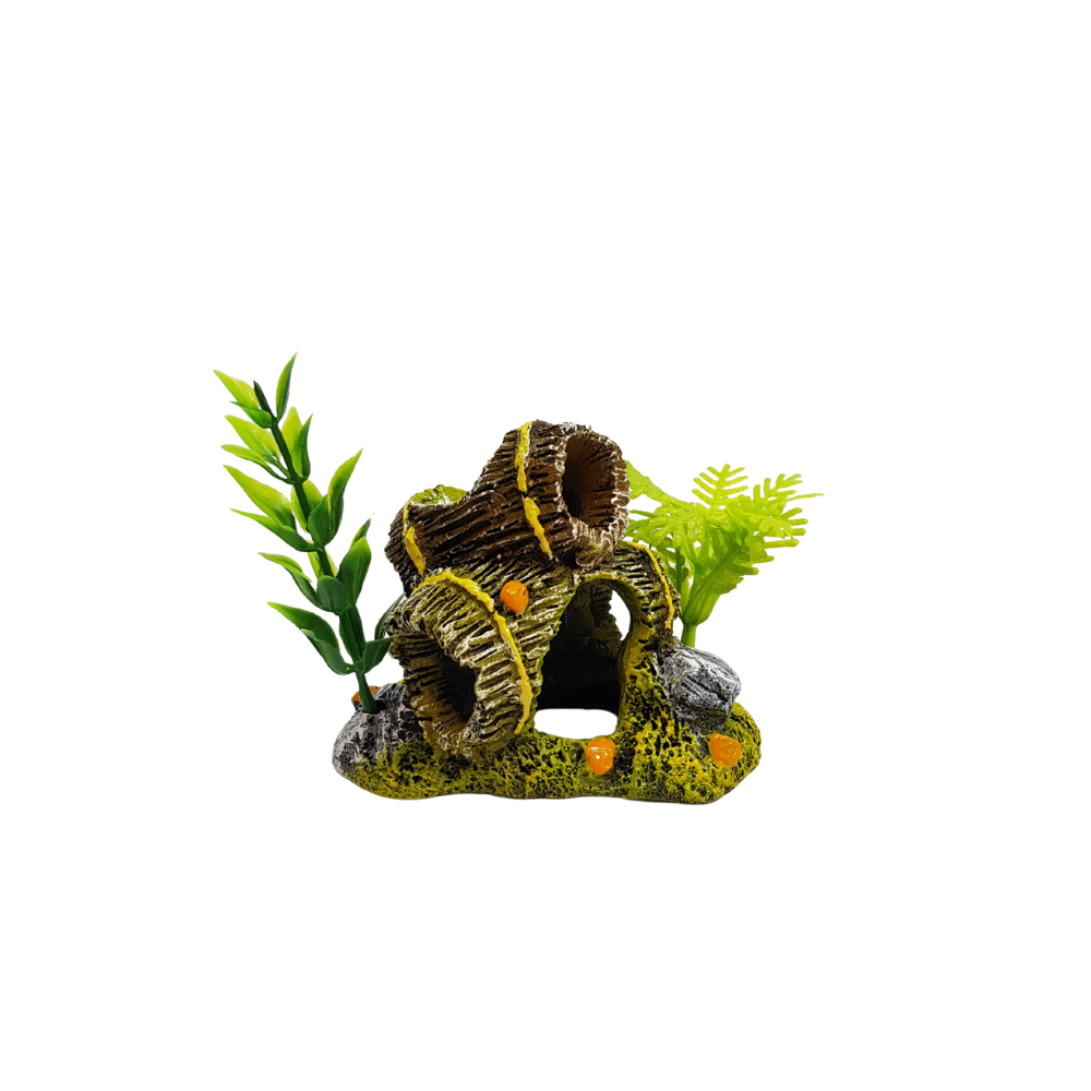 Enfeite Aquário Barril Duplo Toca do Betta Com Planta em Oferta na Shopee