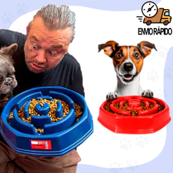 Comedouro Lento Educador Interativo de Plástico para Cães Envio Imediato Pote Ração Cachorro