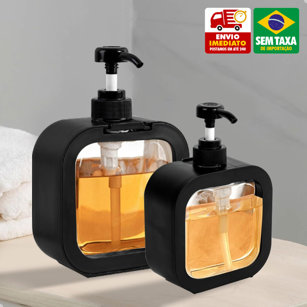 Porta Sabonete Líquido Dispenser Plástico PET 300ml 500ml Preto Branco Banheiro Cozinha em Oferta na Shopee