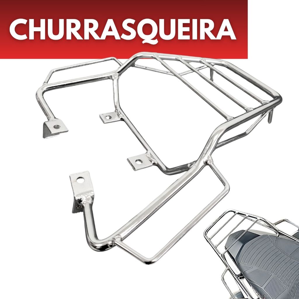 Bagageiro Com Alça Churrasqueira Cromado Moto CG FAN TITAN 160 em Oferta na Shopee