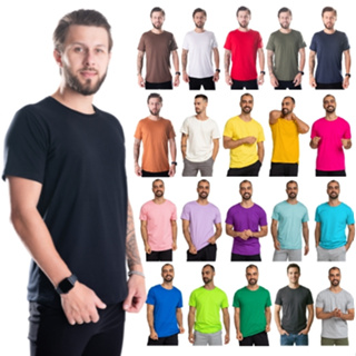 Camiseta Masculina 100% Algodão Lisa Várias Cores em Oferta na Shopee