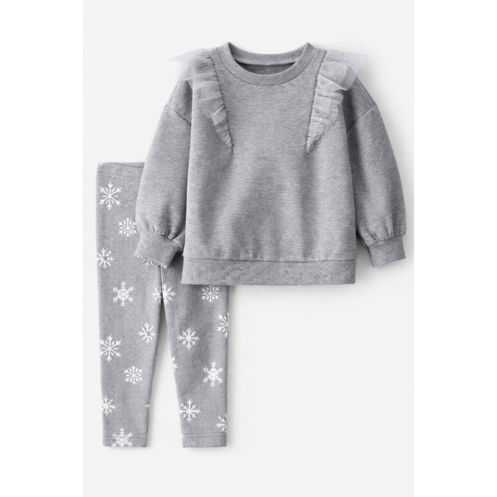 Conjunto de 2 peças casaco moleton e calça, bebê, menina, ORIGINAL, Importado EUA, cinza.