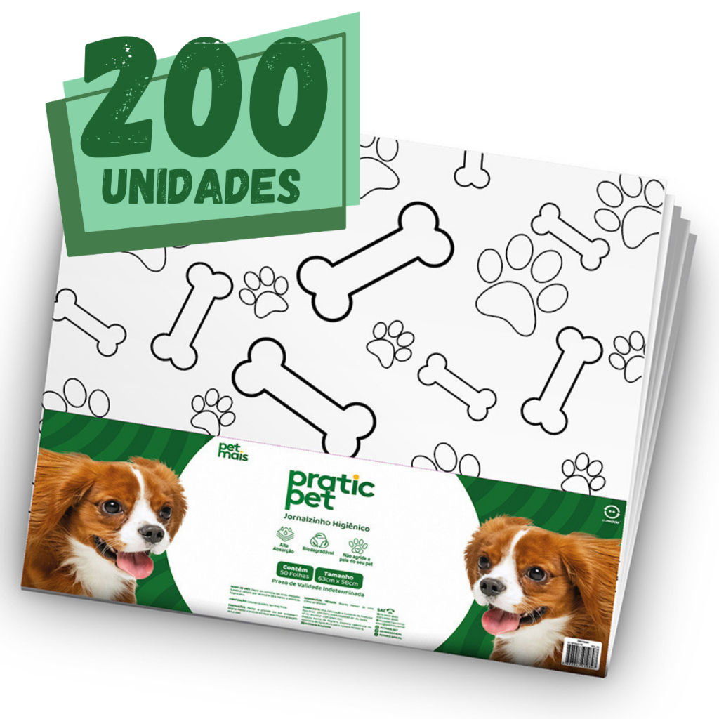 Jornalzinho 200 Folhas Tapete Higienico Econômico Educador Para Cães Petmais 63x58 - Petmais