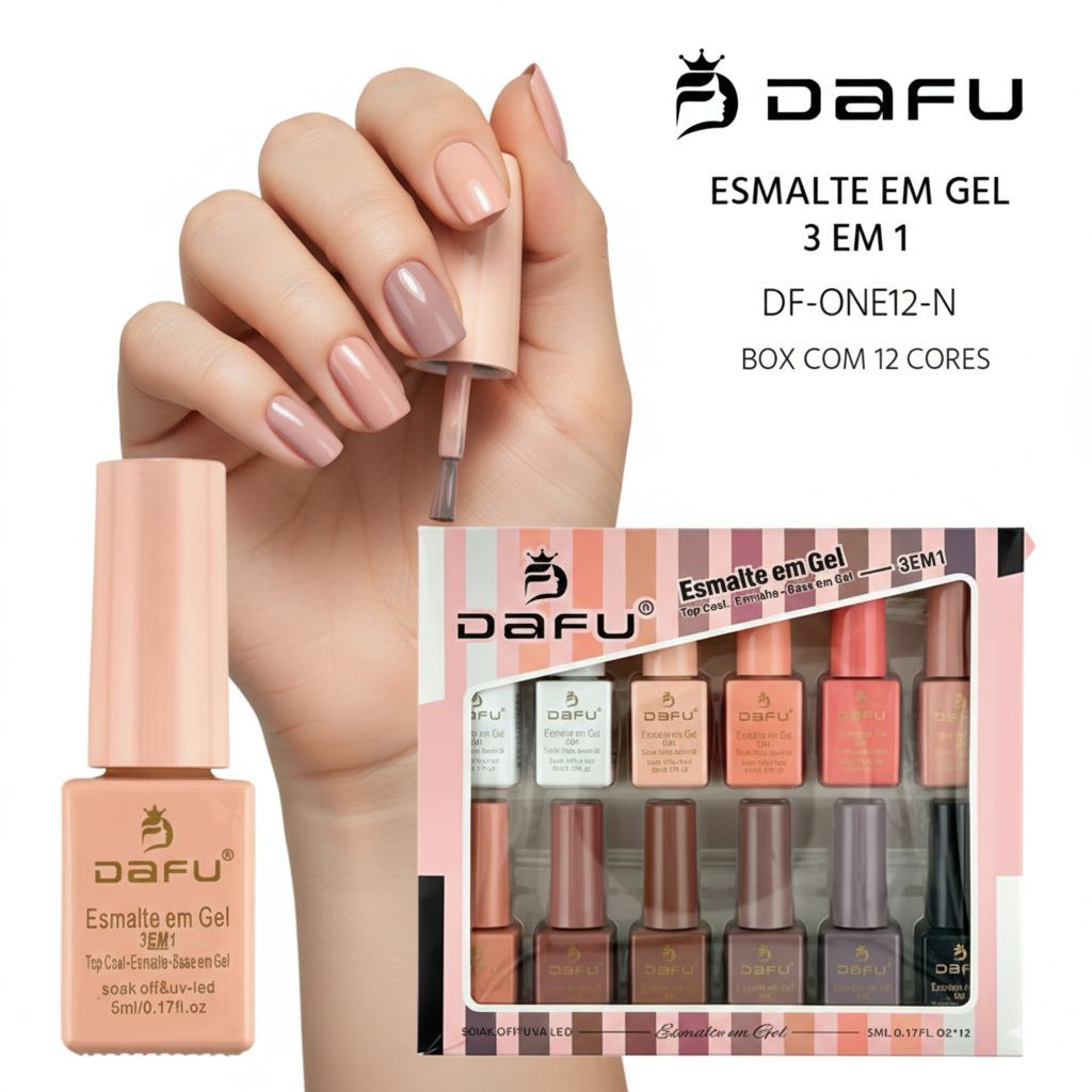 kit 12 Esmaltes em Gel Dafu 3 em 1 UV LED  Profissional 5ml + Base e Top Coat Secagem Rápida Envio Imedito em Oferta na Shopee