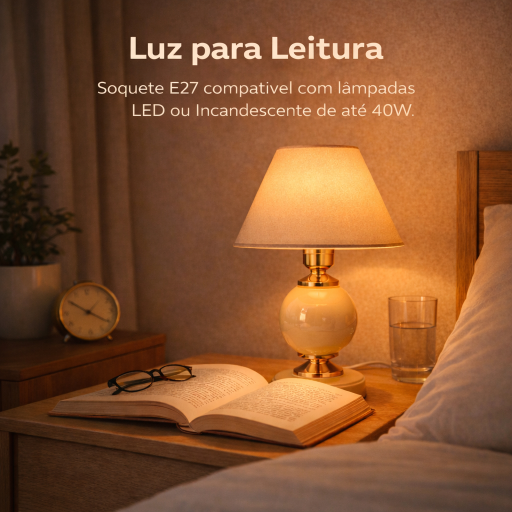 Par de Abajur Moderno para Quarto Sala Mesa Escritório. Bivolt (110V/220V). Luxo e Elegância! — imagem 2 de 2
