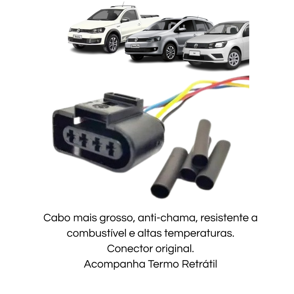 Plug Chicote Bobina Ignição/ Sonda Lambda Gol G3 G4 Golf Polo Parati Jetta Voyage 4 Vias 1J0973724