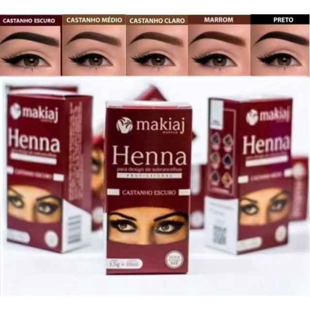 Henna Design de Sobrancelha + Fixador Makiaj 6 Cores Intensamente Duradouras
