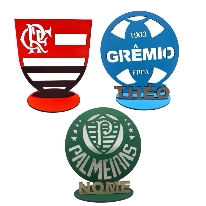 kit 10-15-20 Centro de Mesa Time Palmeiras , Gremio com Nome Personalizado alt 14cm