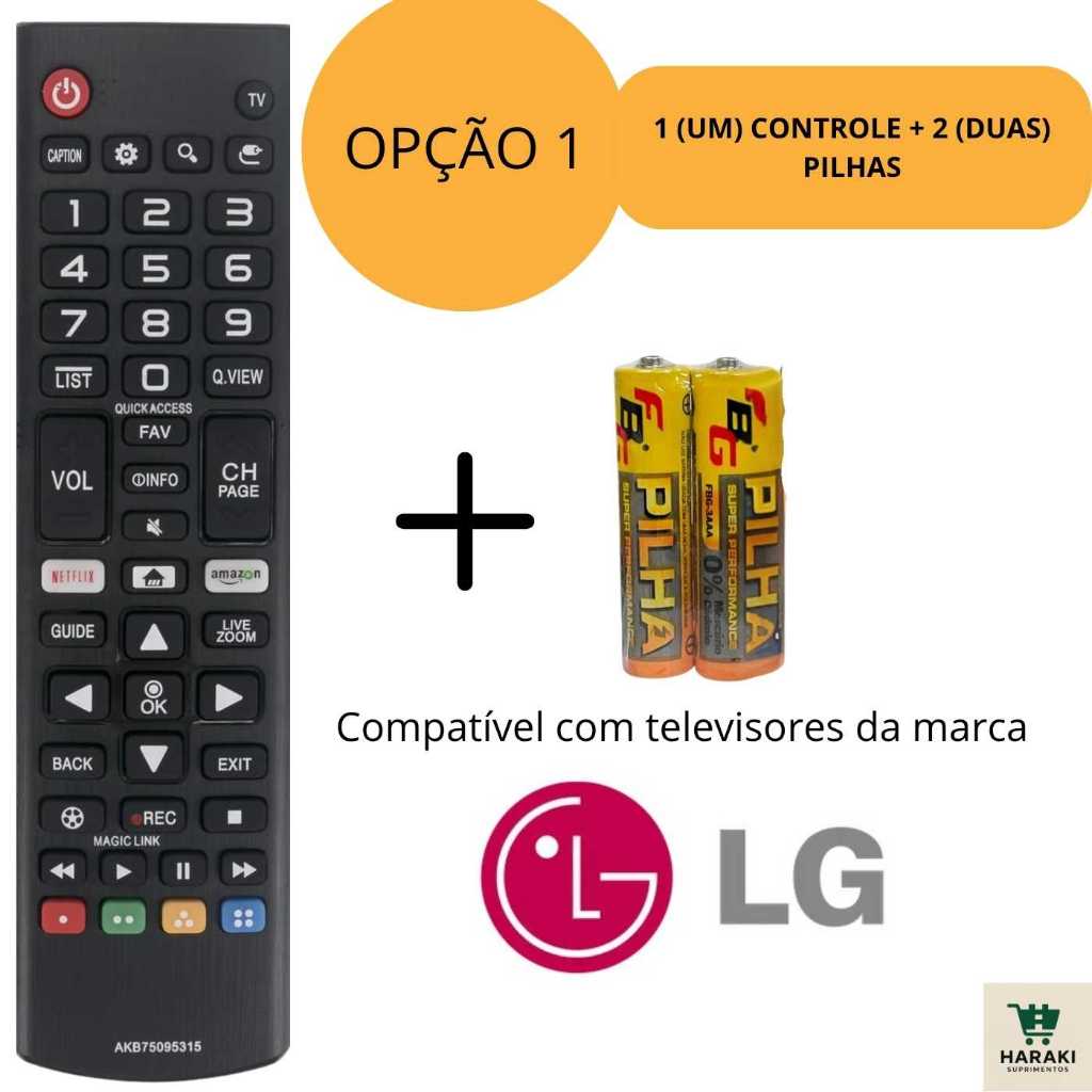 Controle Remoto TV LG Smart Compatível AKB75095315 Séries LJ, UJ, UK, SK, OLED (WebOS) em Oferta na Shopee